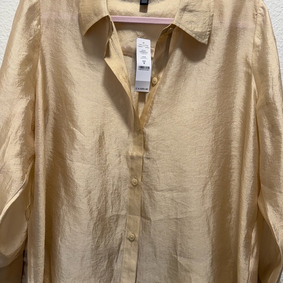 White House Black Market Beige Button Down Shirt - Picture 5 of 12